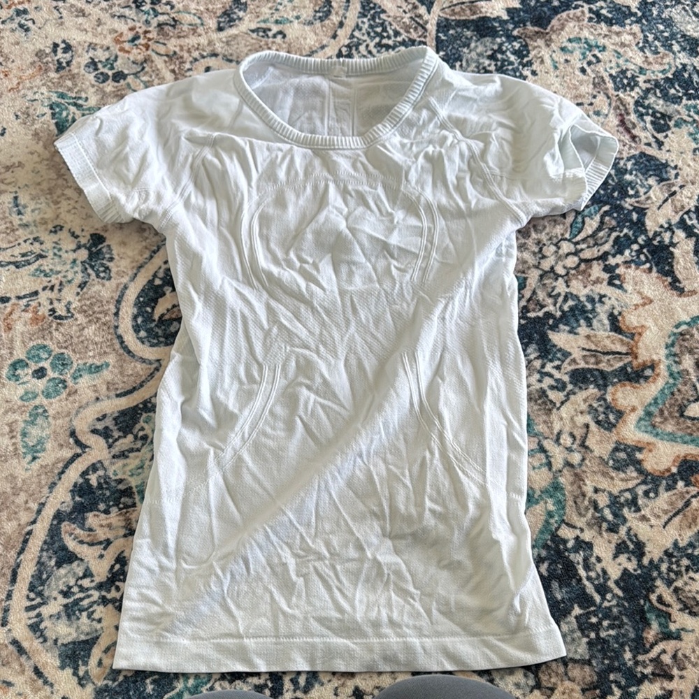 Lululemon Athletica White Muscle Tee Soft Cotton Crew Neck